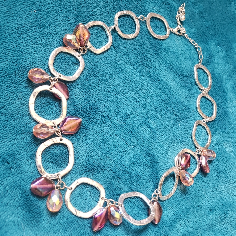 Chunky Chain and pink Bead necklace